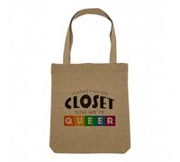 Fabulous Sac Shopping Tote Bag Aspect Lin - Started in the Closet now we're Queer LGBTQ+ Gay Lesbian - Sac de Courses Toile Epaisse 360g Beige Naturel Cabas Porté Epaule Solide Imprimé en France