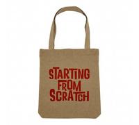 Fabulous Sac Shopping Tote Bag Aspect Lin - Starting From Scratch Typographie Message - Sac de Courses Toile Epaisse 360g Beige Naturel Cabas Porté Epaule Solide Imprimé en France