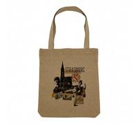 Fabulous Sac Shopping Tote Bag Aspect Lin - Strasbourg Collage Ville France Histoire Patrimoine - Sac de Courses Toile Epaisse 360g Beige Naturel Cabas Porté Epaule Solide Imprimé en France