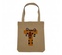 Fabulous Sac Shopping Tote Bag Aspect Lin - T like Tiger Letter First Name Animals Drawing Child - Sac de Courses Toile Epaisse 360g Beige Naturel Cabas Porté Epaule Solide Imprimé en France