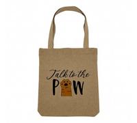 Fabulous Sac Shopping Tote Bag Aspect Lin - Talk to the Paw Cat Dog Pets - Sac de Courses Toile Epaisse 360g Beige Naturel Cabas Porté Epaule Solide Imprimé en France