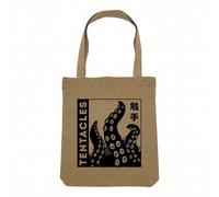 Fabulous Sac Shopping Tote Bag Aspect Lin - Tentacules Dessin Japon Pieuvre Manga - Sac de Courses Toile Epaisse 360g Beige Naturel Cabas Porté Epaule Solide Imprimé en France