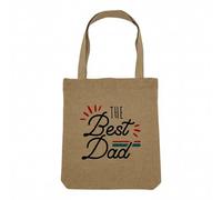 Fabulous Sac Shopping Tote Bag Aspect Lin - The Best Dad Ever Papa Père Famille Cadeau - Sac de Courses Toile Epaisse 360g Beige Naturel Cabas Porté Epaule Solide Imprimé en France
