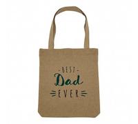 Fabulous Sac Shopping Tote Bag Aspect Lin - The Best Dad Ever Papa Père Famille - Sac de Courses Toile Epaisse 360g Beige Naturel Cabas Porté Epaule Solide Imprimé en France