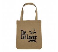 Fabulous Sac Shopping Tote Bag Aspect Lin - The Cat Lover Le Parrain Parodie Film Chat - Sac de Courses Toile Epaisse 360g Beige Naturel Cabas Porté Epaule Solide Imprimé en France