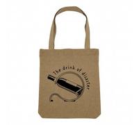 Fabulous Sac Shopping Tote Bag Aspect Lin - The Drink of Disaster Humor Wine Bottle - Sac de Courses Toile Epaisse 360g Beige Naturel Cabas Porté Epaule Solide Imprimé en France