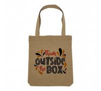 Fabulous Sac Shopping Tote Bag Aspect Lin - Think Outside The Box Typographie Message Citation Start up - Sac de Courses Toile Epaisse 360g Beige Naturel Cabas Porté Epaule Solide Imprimé en France