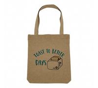 Fabulous Sac Shopping Tote Bag Aspect Lin - Toast to Better Days Pun Food Breakfast Toast Morning - Sac de Courses Toile Epaisse 360g Beige Naturel Cabas Porté Epaule Solide Imprimé en France