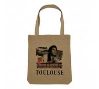 Fabulous Sac Shopping Tote Bag Aspect Lin - Toulouse Collage Ville France Symbole Capitole - Sac de Courses Toile Epaisse 360g Beige Naturel Cabas Porté Epaule Solide Imprimé en France