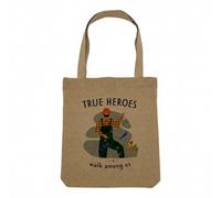 Fabulous Sac Shopping Tote Bag Aspect Lin - True Heroes - Fisherman Sailor Job Sac de Courses Toile Epaisse 360g Beige Naturel Cabas Porté Epaule Solide Imprimé en France