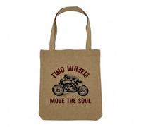 Fabulous Sac Shopping Tote Bag Aspect Lin - Two Wheels Move the Soul Moto Motard Cafe Racer - Sac de Courses Toile Epaisse 360g Beige Naturel Cabas Porté Epaule Solide Imprimé en France