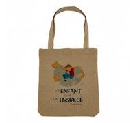 Fabulous Sac Shopping Tote Bag Aspect Lin - Un enfant c'est un Insurgé Citation Expression - Sac de Courses Toile Epaisse 360g Beige Naturel Cabas Porté Epaule Solide Imprimé en France