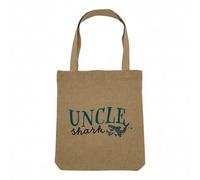 Fabulous Sac Shopping Tote Bag Aspect Lin - Uncle Shark Family Cute Fish Sea - Sac de Courses Toile Epaisse 360g Beige Naturel Cabas Porté Epaule Solide Imprimé en France