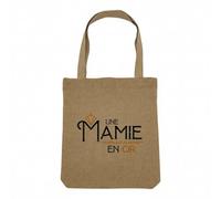 Fabulous Sac Shopping Tote Bag Aspect Lin - Une Mamie en Or Grand-Mère Amour Famille - Sac de Courses Toile Epaisse 360g Beige Naturel Cabas Porté Epaule Solide Imprimé en France