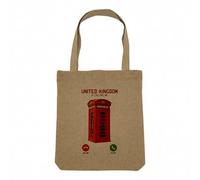 Fabulous Sac Shopping Tote Bag Aspect Lin - United Kingdom Is Calling Me Red Telephone Booth London - Sac de Courses Toile Epaisse 360g Beige Naturel Cabas Porté Epaule Solide Imprimé en France