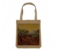 Fabulous Sac Shopping Tote Bag Aspect Lin - Van Gogh Oliviers Peinture Post-Impressionnisme - Sac de Courses Toile Epaisse 360g Beige Naturel Cabas Porté Epaule Solide Imprimé en France