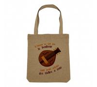 Fabulous Sac Shopping Tote Bag Aspect Lin - Vielle à roue - L'argent ne Fait Pas le Bonheur Moyen Âge Sac de Courses Toile Epaisse 360g Beige Naturel Cabas Porté Epaule Solide Imprimé en France