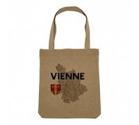 Fabulous Sac Shopping Tote Bag Aspect Lin - Vienne 86 Département Poitiers Carte Ancienne - Sac de Courses Toile Epaisse 360g Beige Naturel Cabas Porté Epaule Solide Imprimé en France