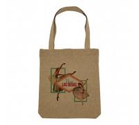 Fabulous Sac Shopping Tote Bag Aspect Lin - Viva Las Degas Las Vegas Peinture Jeu de Mot Danse Art - Sac de Courses Toile Epaisse 360g Beige Naturel Cabas Porté Epaule Solide Imprimé en France