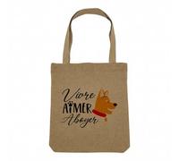 Fabulous Sac Shopping Tote Bag Aspect Lin - Vivre Aimer Aboyer Chien Animaux de Compagnie - Sac de Courses Toile Epaisse 360g Beige Naturel Cabas Porté Epaule Solide Imprimé en France