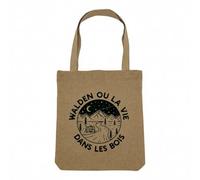 Fabulous Sac Shopping Tote Bag Aspect Lin - Walden ou la vie dans les bois Voyage Aventure - Sac de Courses Toile Epaisse 360g Beige Naturel Cabas Porté Epaule Solide Imprimé en France