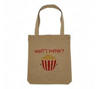 Fabulous Sac Shopping Tote Bag Aspect Lin - What's Poppin ? Pun Food Street Food Snack Popcorn - Sac de Courses Toile Epaisse 360g Beige Naturel Cabas Porté Epaule Solide Imprimé en France
