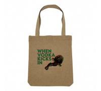 Fabulous Sac Shopping Tote Bag Aspect Lin - When Vodka Kicks In Biologie Humour Illustration Ancienne - Sac de Courses Toile Epaisse 360g Beige Naturel Cabas Porté Epaule Solide Imprimé en France