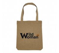 Fabulous Sac Shopping Tote Bag Aspect Lin - Wild Woman Nature Bohemian Culture - Sac de Courses Toile Epaisse 360g Beige Naturel Cabas Porté Epaule Solide Imprimé en France