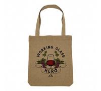 Fabulous Sac Shopping Tote Bag Aspect Lin - Working Glass Hero Wine Working Class Song - Sac de Courses Toile Epaisse 360g Beige Naturel Cabas Porté Epaule Solide Imprimé en France