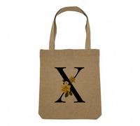 Fabulous Sac Shopping Tote Bag Aspect Lin - X Xynthia Xia Xiu Lettre Alphabet Prénom Fleurs - Sac de Courses Toile Epaisse 360g Beige Naturel Cabas Porté Epaule Solide Imprimé en France
