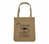 Fabulous Sac Shopping Tote Bag Aspect Lin - You Got Creamed Coffee Cream Milk - Sac de Courses Toile Epaisse 360g Beige Naturel Cabas Porté Epaule Solide Imprimé en France