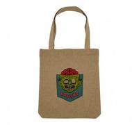 Fabulous Sac Shopping Tote Bag Aspect Lin - Zombie Brains Poche Surprise Halloween Dessin - Sac de Courses Toile Epaisse 360g Beige Naturel Cabas Porté Epaule Solide Imprimé en France