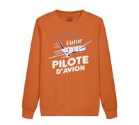 Fabulous Sweatshirt Enfant Orange Futur Pilote d'avion Métier de Rêve Ciel