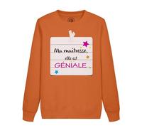 Fabulous Sweatshirt Enfant Orange Ma Maîtresse Elle est géniale Étoiles Multicolores