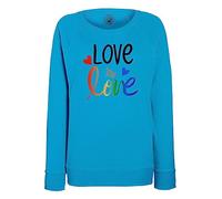 Fabulous Sweatshirt Femme Bleu Love is Love LGBT Arc en Ciel Message Typographie