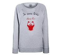 Fabulous Sweatshirt Femme Gris Je suis Tres Chouette Humour Mignon Hibou