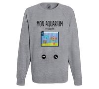 Fabulous Sweatshirt Homme Gris Mon Aquarium m'appelle Passion Poissons