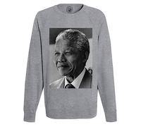 Fabulous Sweatshirt Homme Gris Nelson Mandela Portrait Militant Droits Humains Afrique du Sud