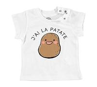 Fabulous T-Shirt Bébé Manche Courte Blanc J'Ai la Patate Expression Légumes Humour