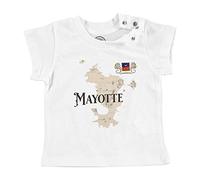 Fabulous T-Shirt Bébé Manche Courte Blanc Mayotte 976 Département Outre Mer Carte Ancienne Rare