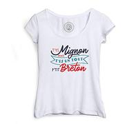 Fabulous T-Shirt Femme Col Echancré T'es Mignon mais t'es Un Tout p'tit Breton Film Tour Montparnasse