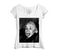 Fabulous T-Shirt Femme Col Rond Echancré Enfant Albert Einstein Tire la Langue