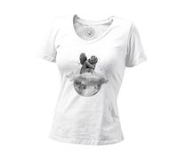 Fabulous T-Shirt Femme Col V Ange de la Lune Collage Art Surréalisme Sculpture