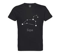 Fabulous T-Shirt Homme Col Rond Coton Bio Lion Etoile Signe Astrologie Constellation Minimaliste