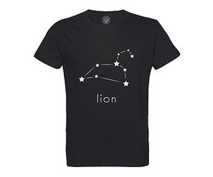 Fabulous T-Shirt Homme Col Rond Coton Bio Lion Etoile Signe Astrologie Constellation Minimaliste