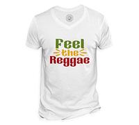 Fabulous T-Shirt Homme Col V Feel The Reggae Musique Musicien Instrument Rasta