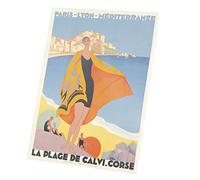 Fabulous Tableau Décoratif Toile Imprimée Calvi Corse Affiche Poster Vintage Voyage Art Deco 30's (30 cm x 40 cm)