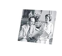 Fabulous Tableau Décoratif Toile Imprimée Jacques & Bernadette Chirac Vintage President France (33 cm x 30 cm)