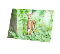 Fabulous Tableau Décoratif Toile Imprimée Petit Faon Dans La Foret Biche Bambi Animal Sauvage Nature (60 cm x 40 cm)