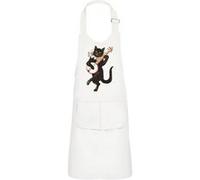 Fabulous Tablier Cuisine Enfant 2 Poches Blanc Chat Fou du Roi Illustration - Haut de gamme Blanc G
